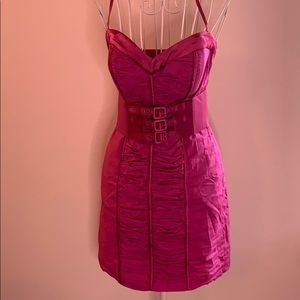 Hot pink Bebe strapless mini dress